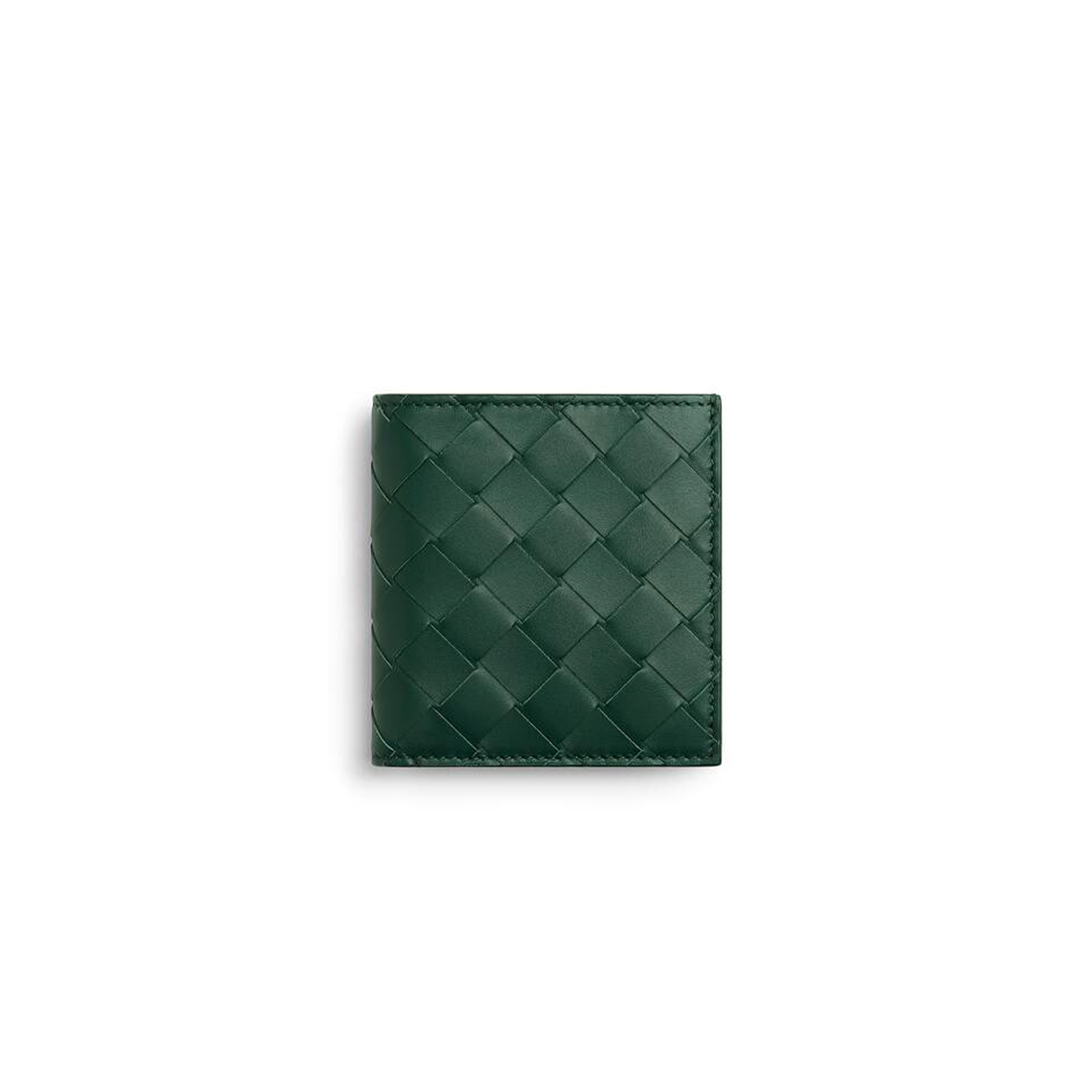 BOTTEGA VENETA INTRECCIATO BI-FOLD WALLET EMERALD GREEN SPACE 749400 (10*9.5*1cm)